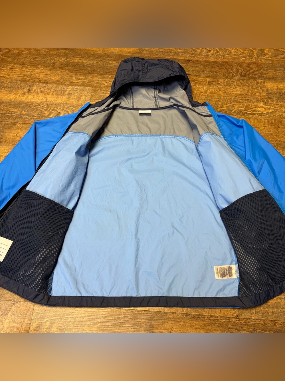 Columbia Glennaker Rain Jacket Coat Youth Boys Large 14/16 Blue Navy Hood Zip - Picture 6 of 10